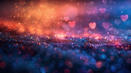 Wall Mural - Abstract bokeh hearts background