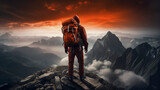Fototapeta Sawanna - Alone at Altitude: Climber's Career Metaphor, Generative AI