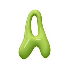 Poster - letter A. letter sign green color. Realistic 3d design in cartoon liquid paint style. Isolated on white background. vector illustration