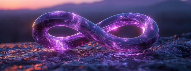 neon symbol loop sign light background 3d line abstract infinite glow digital blue shape concept ico