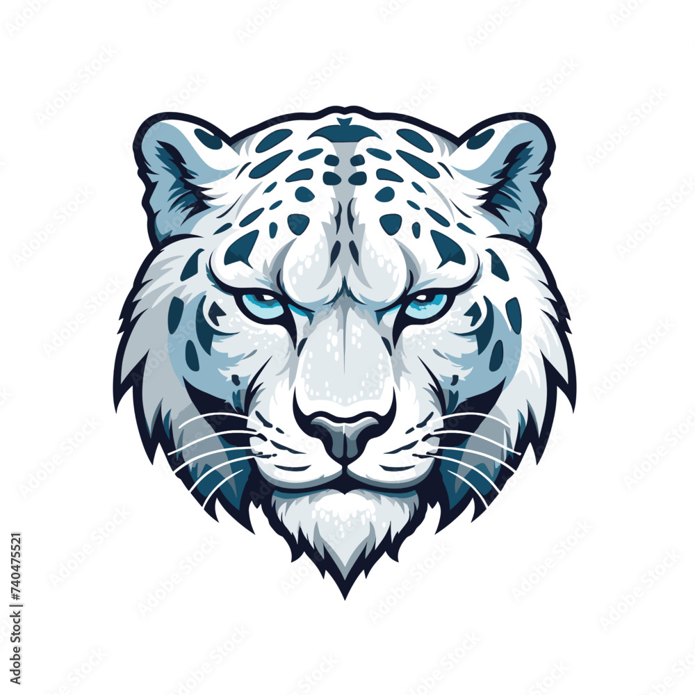 vector head of angry snow leopard illustration with white background