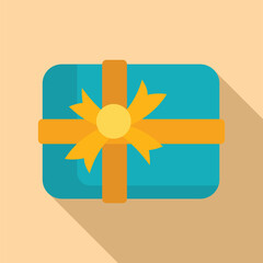 Sticker - Top view gift box icon flat vector. Luxury surprise. Shop coupon delivery