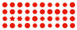 Red straburst sale price labels, stickers and seals. Isolated vector set of rosettes and sunbursts, callout or splash, stamps, tags and badges. Circular patches with jagged edges for promo advertising