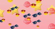 Image of stars and glasses on pink background