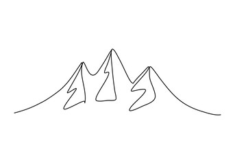 Wall Mural - Mountains, one line drawing vector illustration.