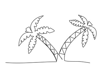 Wall Mural - Palm, one line drawing vector illustration.