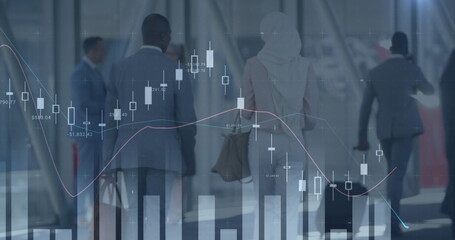 Poster - Image of statistic processing over business people