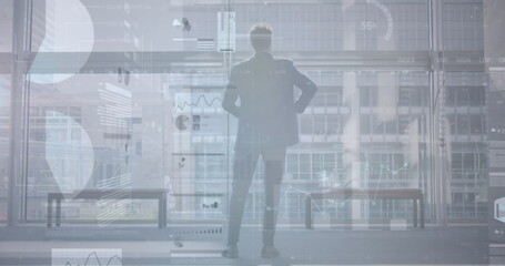 Poster - Image of statistics processing over businessman