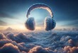 headphones floating amidst the clouds