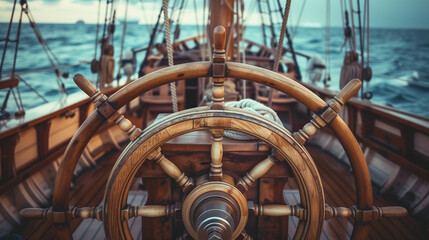 Wall Mural - Pirate ship's wheel.