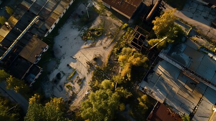 Aerial view of a deserted industrial area in Estonia : Generative AI