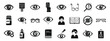 Visual impairment icons set simple vector. Blind braille guide. Reading person cane