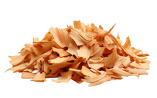 A pile of wood shavings showing the texture and color of the shavings. Isolated on a Transparent Background PNG.