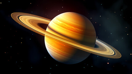 Wall Mural - Image of Saturn with many bright colors, concept of planetary rings