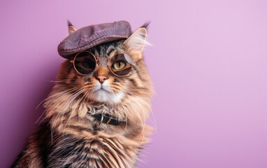 Maine Coon cat with sunglasses on a professional background