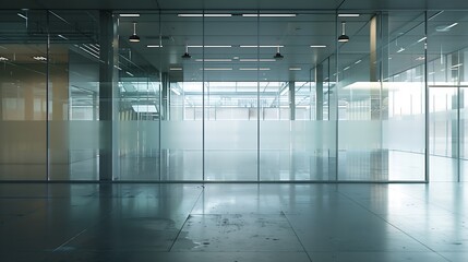  Interior of an empty warehouse with glass wall : Generative AI