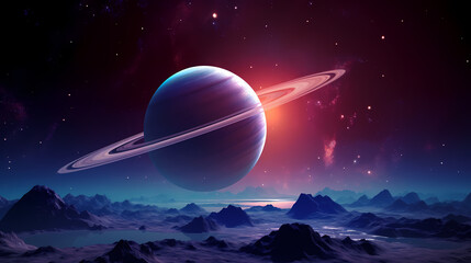 Wall Mural - Realistic surreal Saturn in space, concept of planetary rings