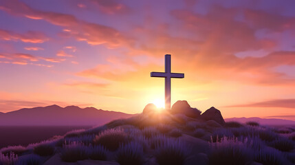 Christian cross, Good Friday wooden cross background with copy space