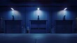 Facade of a modern navy blue warehouse : Generative AI