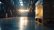 Empty Floor Space In Distribution Warehouse Interior : Generative AI