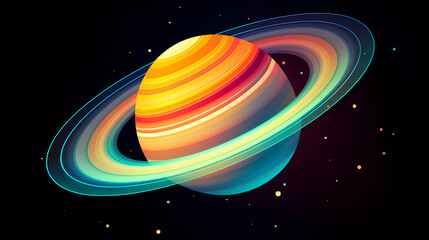 Wall Mural - Stunning winning photo of Saturn's ring towers, concept of planetary rings