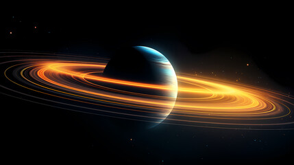 Wall Mural - Stunning winning photo of Saturn's ring towers, concept of planetary rings