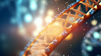 Poster - Abstract background with the structure of DNA, molecules, atoms under a microscope. Genetics, Biotechnology, Microbiology, Scientific Technologies, Medicine concepts.