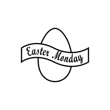 Easter Monday egg line icon with typography vector isolate on white background