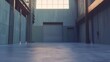 3d rendering of exterior commercial building. May called modern factory, warehouse, hangar, shop or garage. Include metal door or roller shutter, empty concrete floor for industrial ba : Generative AI