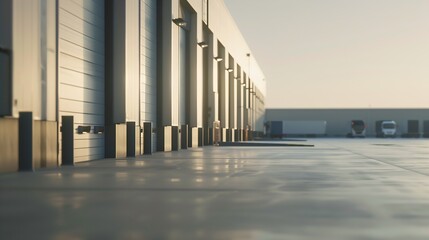 Leinwandbilder - Warehouse exterior with loading ramps and slots for trucks to park - modern industry warehouse storage building. : Generative AI