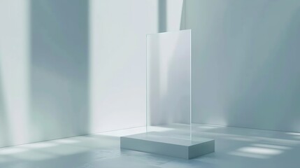 Poster - Blank flyer mockup glass plastic transparent holder isolated Plain flier stand Clear brochure holding Clean sheet mock up design presentation Shows flyers Pamphlet design Empty paper t : Generative AI