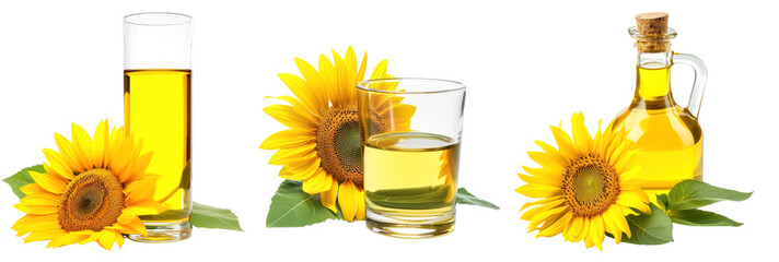 Sunflower oil in glass isolated on transparency background PNG