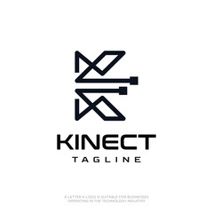 Canvas Print - Initial Letter K modern technology logo design template vector illustration