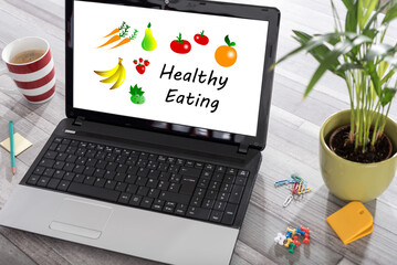 Poster - Healthy eating concept on a laptop