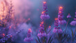 Phosphorescent flora blooming in a misty, high-definition garden