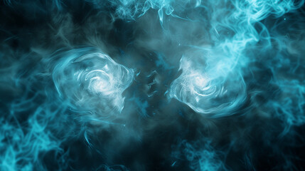 Wall Mural - Technological sigils glowing amidst a swirling haze of high-definition smoke