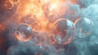 Translucent spheres refracting light in a smoky, high-definition environment
