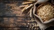 Photo of healthy oatmeal and oats grains barley grain    