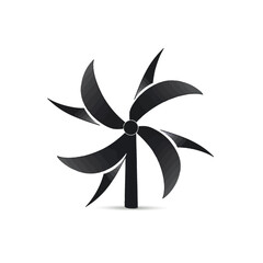 Wall Mural - Black simple abstract wind generator logo element on white background Generative Ai