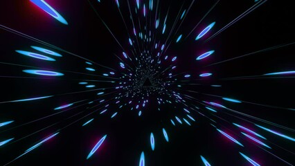 Wall Mural - 4k video of colorful green and purple light trailing effect inside a rectangular tunnel. beautiful s