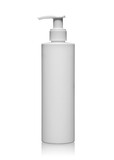 Fototapeta Desenie - Biały plastikowy pojemnik z dozownikiem, opakowanie na krem, szampon lub mydło.

