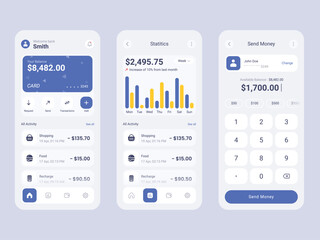 Vector Finance app mobile screens template full editable and vector (Light Mode)