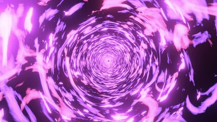 Wall Mural - 4k video of abstract sci-fi purple and pink random patterns motion graphics in a circular shape tunn