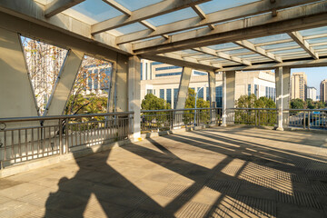 Wall Mural - Inside of a modern overhead pedestrian bridge