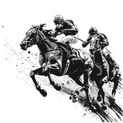 Sticker - a horse race isolated on white