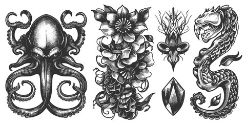 Canvas Print - Set Of Tattoo Design