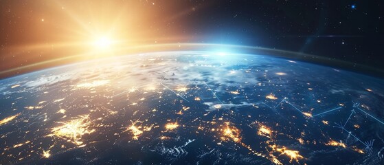 Aufkleber - Embedded technology for internet businesses. Global networks and telecommunication systems on earth. 