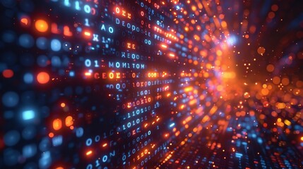 Aufkleber - Concept of digital transformation. System engineering. Binary code. Programming.