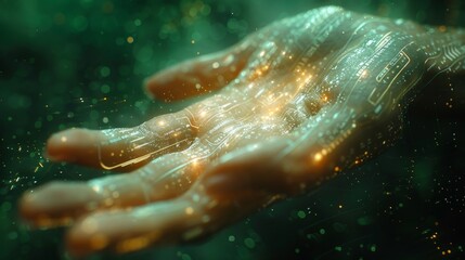 Poster - Woman's hand touching the metaverse universe, digital transformation in the era of next generation technology.