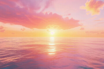  A serene sunset over a tranquil sea, evoking peace